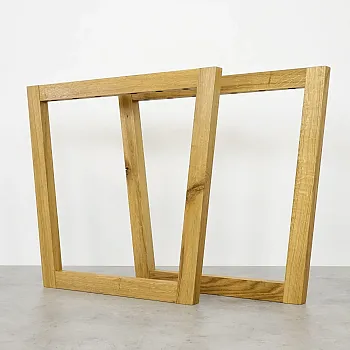 Dabīgā eļļas ozola galda kājas, trapecveida forma, augstums 71 cm, maksimālais platums 78.5 cm, komplekts 2 gab