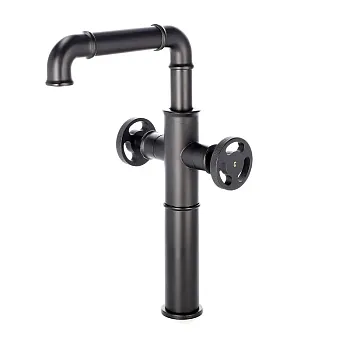 Industrial style single-jet faucet made brass, black colour, height 32 cm, spout length 15 cm