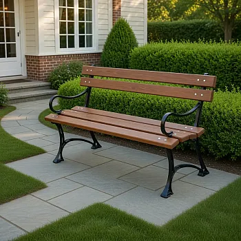 Cast iron bench for garden, park Grace Lite with armrests, impregnated alder boards, length 150 cm, weight 31 kg