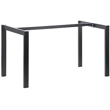 Extendable black steel table frame with square legs, 119–159 cm length, 69.6 cm depth, 72.5 cm height