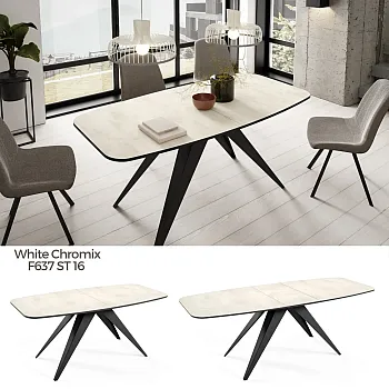 Išskleidžiamas stačiakampis valgomojo stalas su užapvalintais kampais, ilgis nuo 160 iki 198 cm, plotis 80 cm, aukštis 76 cm, modernios juodos metalinės kojos, patvarus laminuotas stalviršis, galimas 7 spalvų pasirinkimas