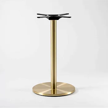 Aukščiausios kokybės šlifuoto žalvario stalo pagrindas trijų aukščių (60 cm, 72 cm, 106 cm), tinka stalviršiams iki 80 cm, modernus apvalus pjedestalo dizainas valgomojo, baro ir kavinės stalams