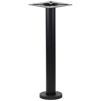 Floor mounted metal table base with central column, made of steel, matte black color finish, height 72.5 cm