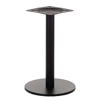 Central table base with central column, made from steel, black color, bottom plate diameter 45 cm, height 71.5 cm