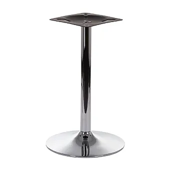 Central dinning table base, chrome color, height 71.5 cm, bottom plate diameter 45 cm