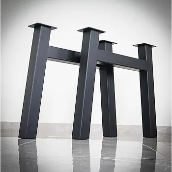 H formos metalinės stalo kojos valgomojo ar biuro stalui, aukštis 71 cm, bendras plotis 79 cm, 2 kojų komplektas