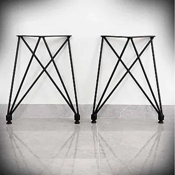 Elegant steel legs for coffee-table, width 40 cm, low height 45 cm, set of 2 pcs.