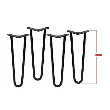 Hairpin legs for coffee table from two Ø10 mm steel rods, 30 cm height - set of 4 legs, colors: black, white, gray, gold