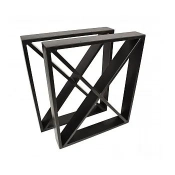 Tvirta metalinė X formos stalo koja su rėmu aplink, pagaminta iš plieno, aukštis 72 cm, plotis 60 cm, juodos arba baltos spalvos, komplektas iš 2 vnt