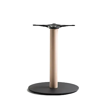Metal and wood combination central table base for large table tops up to diameter 110 cm