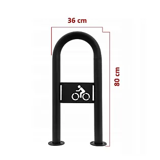 Välis metallist jalgrattaparkla ratta logoga, must värv, mõõdud 80x36 cm