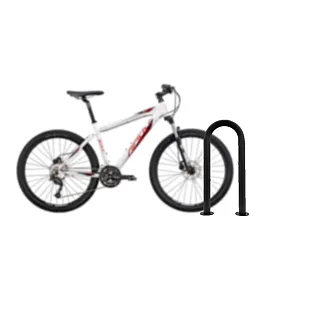 Lauko metalinis dviračių parkavimo stovas iš plieno, juodos spalvos, išmatavimai 80x36 cm