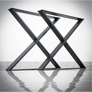 Sturdy metal table leg X-shaped made of steel, height 71 cm, width 80 cm, 2 pieces in set