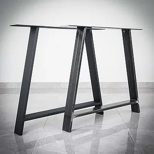 Tērauda galda kājas A-veida apgrieztā trapecveida forma, apakšā platāka un augšpusē nedaudz šaurāka, augstums 71 cm, platums 80 cm, komplektā 2 gab.