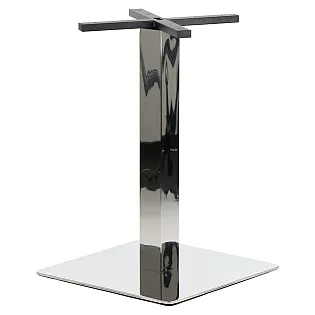 Polished stainless steel table base, height 72.5 cm, bottom base 50x50 cm