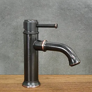 Pārejas stila dizaina izlietnes jaucējkrāns izgatavots no misiņa, augstums 19,5 cm, iztekas garums 12,5 cm