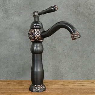 Retro shabby style washbasin faucet made of brass, height 31 cm, spout length 15 cm