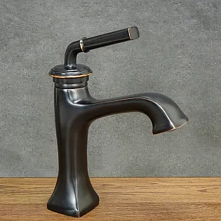 Retro style black washbasin faucet, faucet made of brass with shabby effect, height 25.5 cm, spout length 13 cm