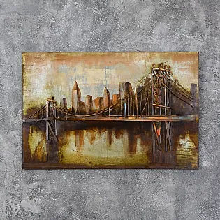 3D metallimaaling Manhattani sild 80x120cm