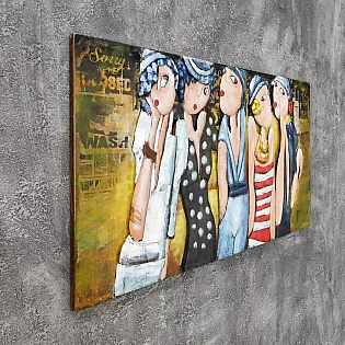 3D metāla mākslas darbs, Divdesmitgadnieku dāmas, izmēri 65x130cm, svars 8,5 kg