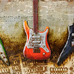 3D metal artwork Five guitars, dimensions 56x180cm, weight 8.6 kg