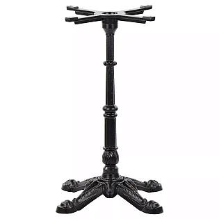 Metalinė stalo koja iš ketaus, juodos spalvos, aukštis 71,5 cm, apatinis pagrindas 52 cm, svoris 14,6 kg