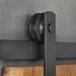Teraskonstruktsiooniga lükandsüsteem, ühelehtelistele ustele kaaluga kuni 130 kg, must, seinale kinnitatav