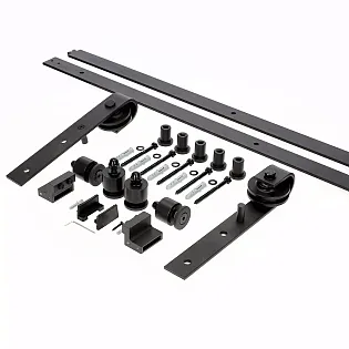 Sliding single-leaf glass door system for glass doors, up to 130 kg, length 2 meters, black, wall-mounted