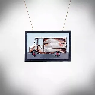 3D metal art, wall decoration, picture - Delivery truck A, dimensions 60x40cm