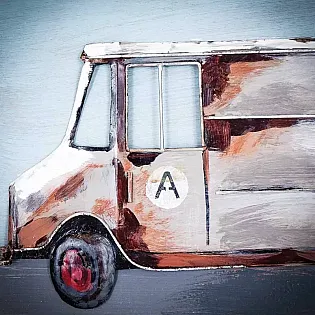 3D metal art, wall decoration, picture - Delivery truck A, dimensions 60x40cm