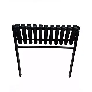 Cemetery bench with UV-resistant PVC slats integrated lowering mechanism black powder-coated steel, to be installed in concrete, 507282 cm lengths, 200 kg load capacity