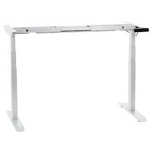 Metāla galda rāmis ar elektriski regulējamu augstumu, divi motori, baltā krāsā, augstums 61.5-126.5 cm, garums 119-172 cm