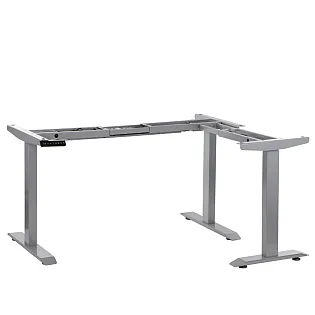 Metalinis stalo rėmas biurams su elektriniu aukščio reguliavimu, reguliuojamas aukštis 71-119 cm, aliuminio spalvos, trys varikliai, ilgis 123,5-175,5 88,5-135 cm