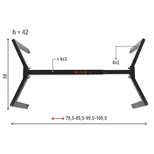 Metallist lauaraam, pikkuses reguleeritav, musta värvi, kõrgus 42 cm, pikkus 79,5109,5 cm