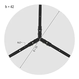 Kompaktne kokkupandav metallist lauaraam, must värv, kõrgus 42 cm, läbimõõt 55 cm