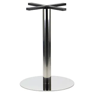Nerūsējošā tērauda centrālā galda pamatne, pulēta, augstums 72,5 cm, pamatnes pēdas diametrs 49,5 cm