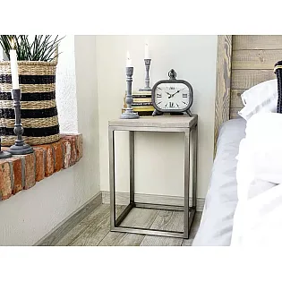 Bedside table made of pine wood surface and metal frame, height 53 cm, width and depth 37 cm, set of 2 pcs