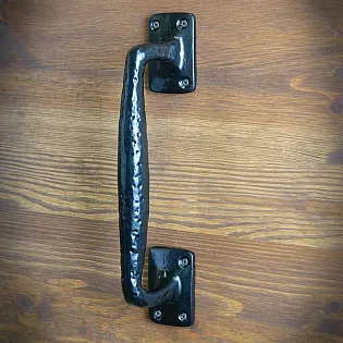 Retro-style solid cast iron door handle for sliding doors, black color, height 26.5 cm, weight 950 grams, set of 4 pieces