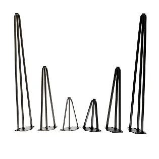 Decorative metal furniture legs made of 3 steel flat rods, black colour or with steel effect, height 20, 40 or 73 cm, set of 4 legs