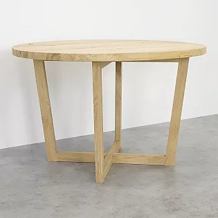 3D spatial wooden table legs for tables, raw oak solid wood, triangular shape, height 72 cm, maximal width 73.5 cm, set of 2 pcs