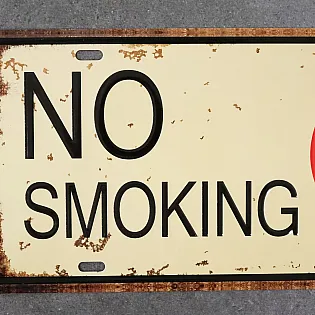 Informative decorative rectangular metal sign No smoking, size 31x16 cm, set of 5 pcs.