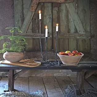 Medieval Castle-Inspired Forged Candlestick - impressive height 32 cm, width 13 cm, weight 300 grams