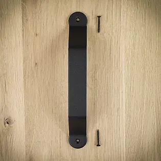 Bīdāmo durvju metāla vilkšanas rokturis izgatavots no tērauda, melnā krāsā, augstums 25,4 cm, svars 300 grami, komplektā 6 gab.