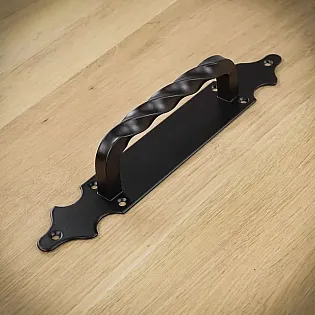 Stumdomų durų metalinė rankena iš plieno, lygus paviršius, juodos spalvos, rinkinyje 4 vnt., aukštis 28 cm