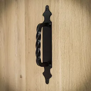 Stumdomų durų metalinė rankena iš plieno, lygus paviršius, juodos spalvos, rinkinyje 4 vnt., aukštis 28 cm