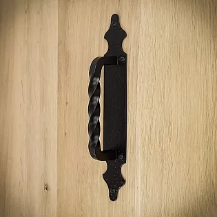 Stumdomų durų metalinė rankena iš plieno, lakuota, juodos spalvos, rinkinyje 4 vnt., ilgis 28 cm