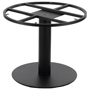 Central metal table leg made of steel for large laminated plate table tops, black color, height 72.5 cm, max diameter 70 cm
