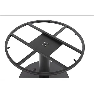 Centrinė metalinė stalo koja iš plieno dideliems laminuotos plokštės stalviršiams, juodos spalvos, aukštis 72,5 cm, maks. skersmuo 70 cm