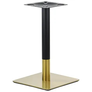 Metallist lauajalg kuldse ja musta värvi kombinatsioonis, ümmargune sammas, kõrgus 72,5 cm, alumine plaat 45x45 cm, sobib lauaplaatidele kuni 70x70 cm