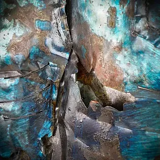 3D metallist kunstiteos, pilt Sinised teksapüksid, mõõdud 100x100 cm